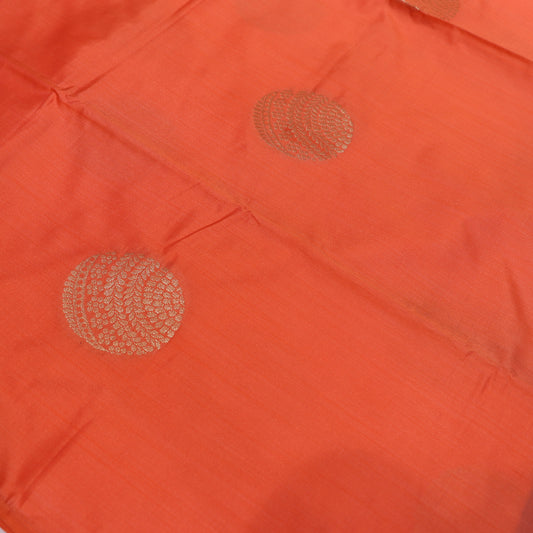 Semi Soft Silk Orange with  Blue - Vaishali Silks