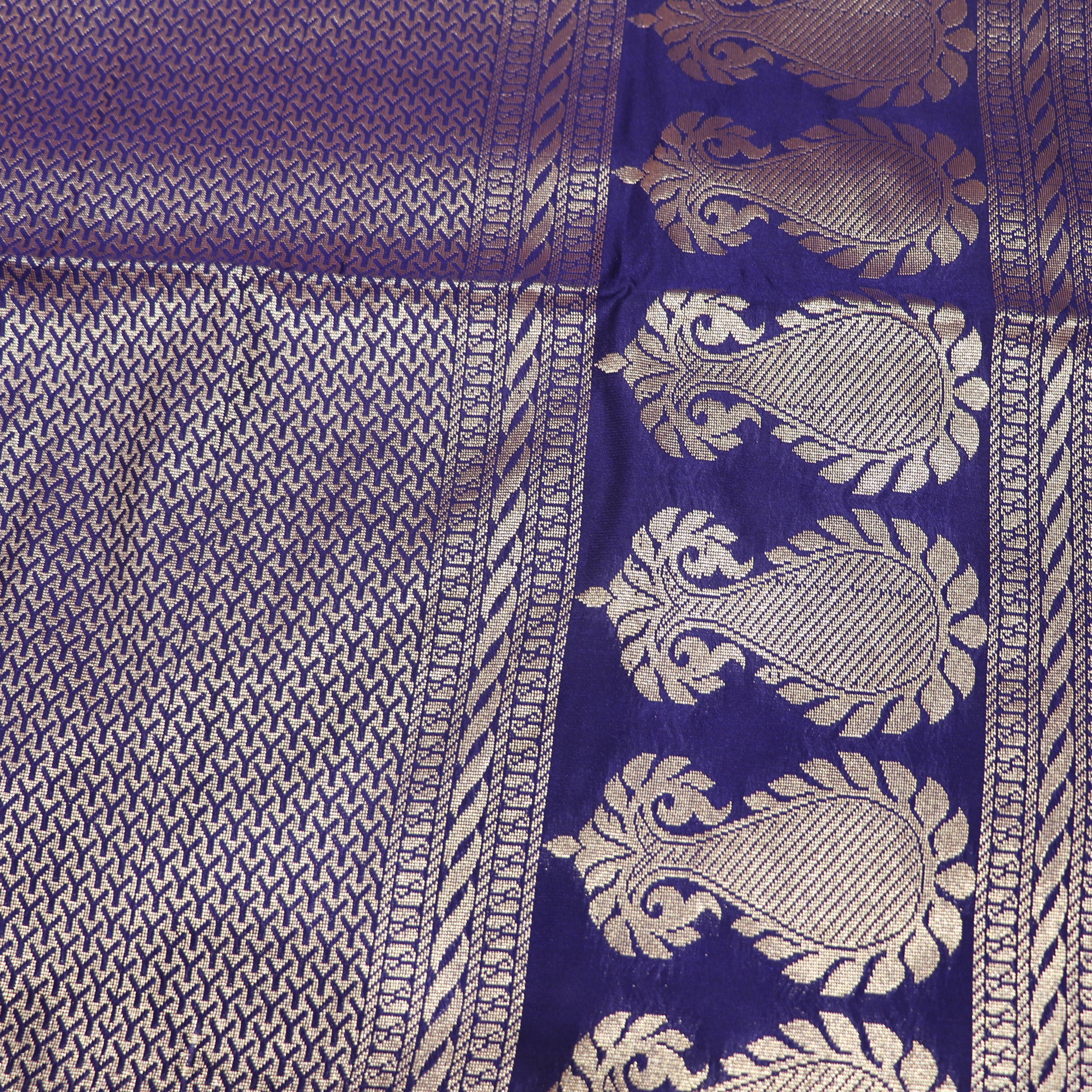 Semi Soft Silk Orange with  Blue - Vaishali Silks