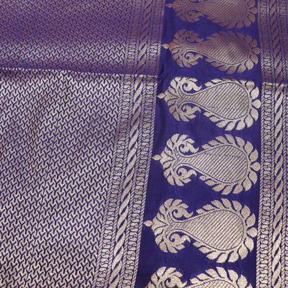 Semi Soft Silk Orange with  Blue - Vaishali Silks