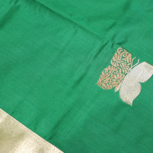 Semi Soft Silk Saree Green With  Pink Colour - Vaishali Silks