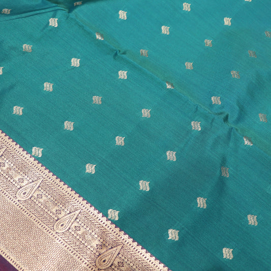 Semi Soft Silk Saree  Ramar Blue With Meroon - Vaishali Silks