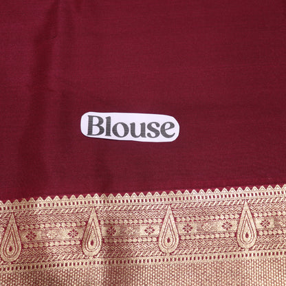 Semi Soft Silk Saree  Ramar Blue With Meroon - Vaishali Silks