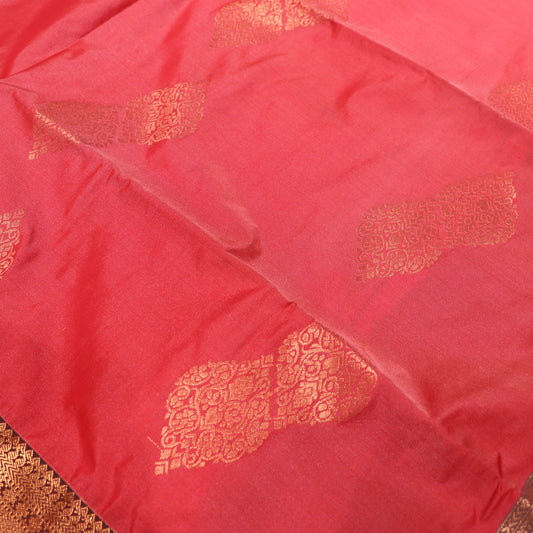 Semi Soft Silk Saree Pink With Green - Vaishali Silks