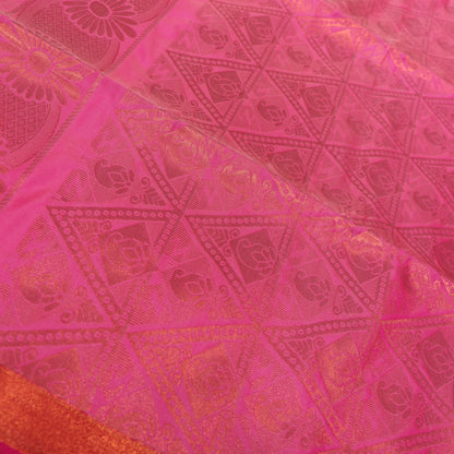 Semi Soft Silk Saree Grey With Pink Colour - Vaishali Silks
