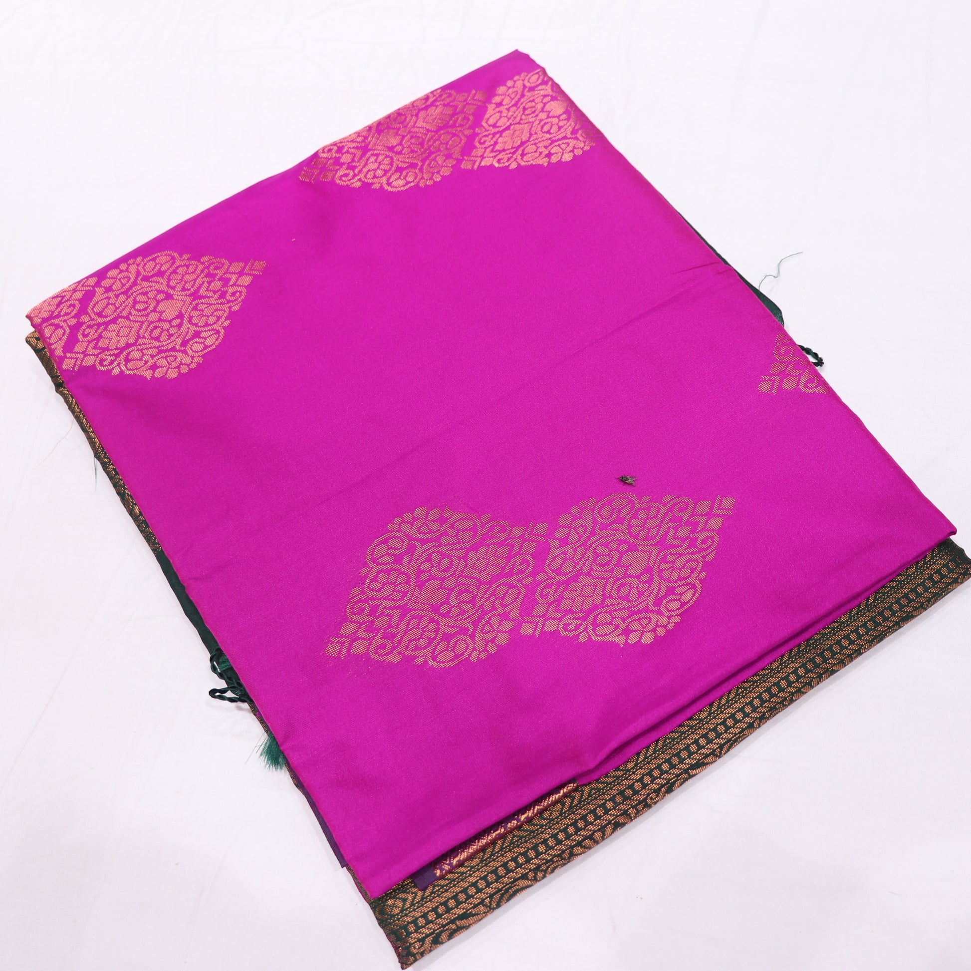 Semi Soft Silk Saree Pink With Green - Vaishali Silks