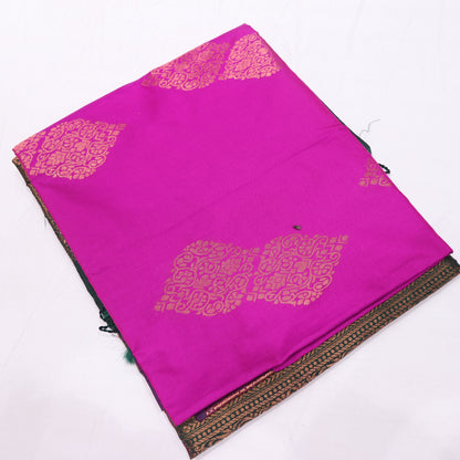 Semi Soft Silk Saree Pink With Green - Vaishali Silks