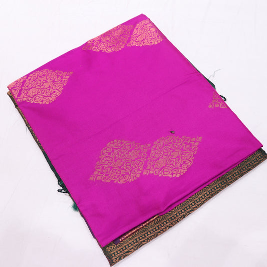 Semi Soft Silk Saree Pink With Green - Vaishali Silks