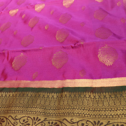 Semi Soft Silk Saree Pink With Green - Vaishali Silks