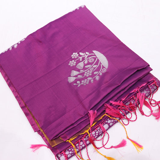 Semi Soft Silk Saree Pink With Mustard - Vaishali Silks