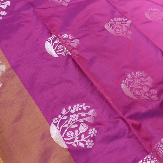 Semi Soft Silk Saree Pink With Mustard - Vaishali Silks