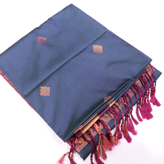 Semi Soft Silk Saree Blue  With  Voilet Colour - Vaishali Silks
