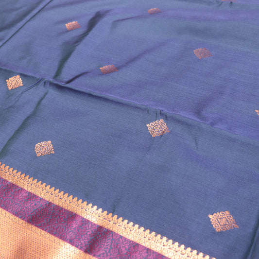 Semi Soft Silk Saree Blue  With  Voilet Colour - Vaishali Silks