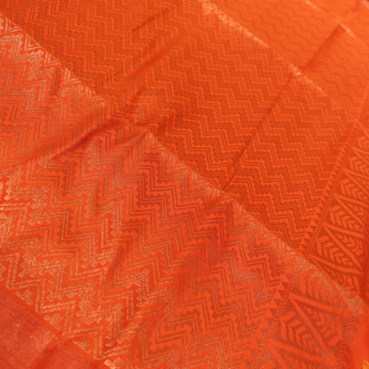 Semi Soft Silk Saree Green  With Orange Colour - Vaishali Silks