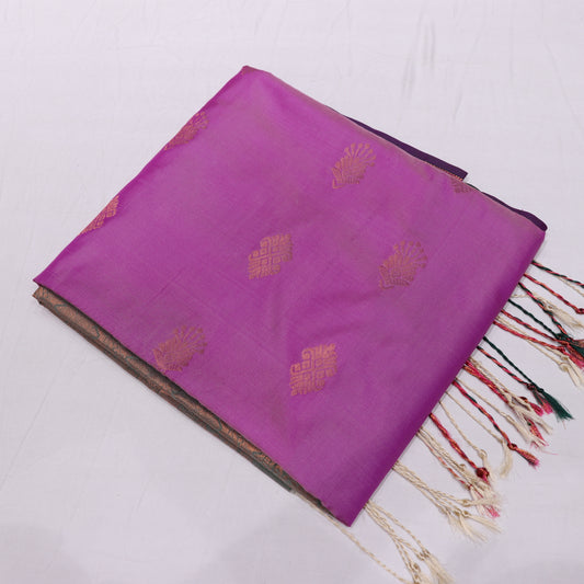 Semi Soft Silk Saree Pink With  Green - Vaishali Silks