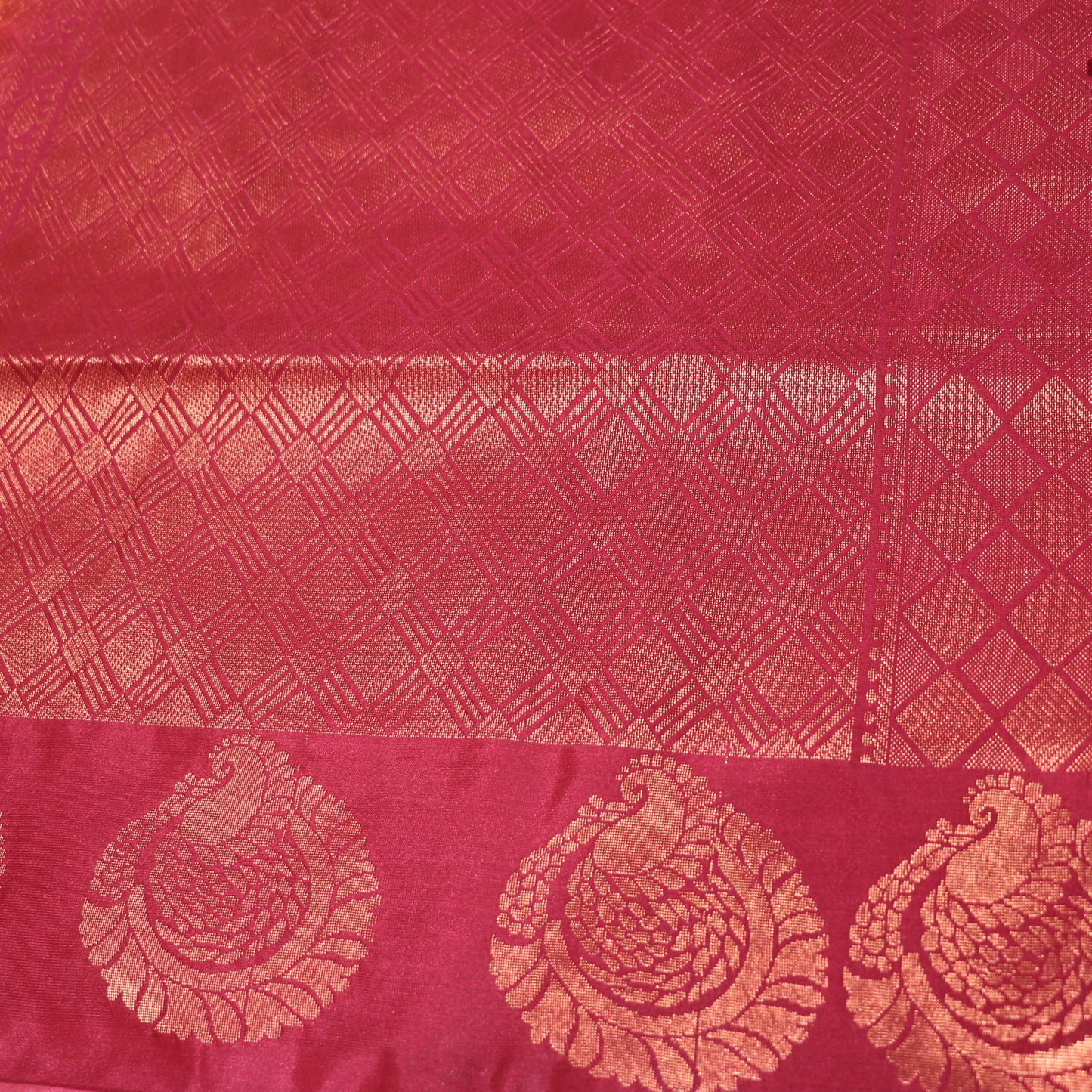 Semi Soft Silk Saree Orange With  Meroon - Vaishali Silks