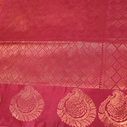 Semi Soft Silk Saree Orange With  Meroon - Vaishali Silks
