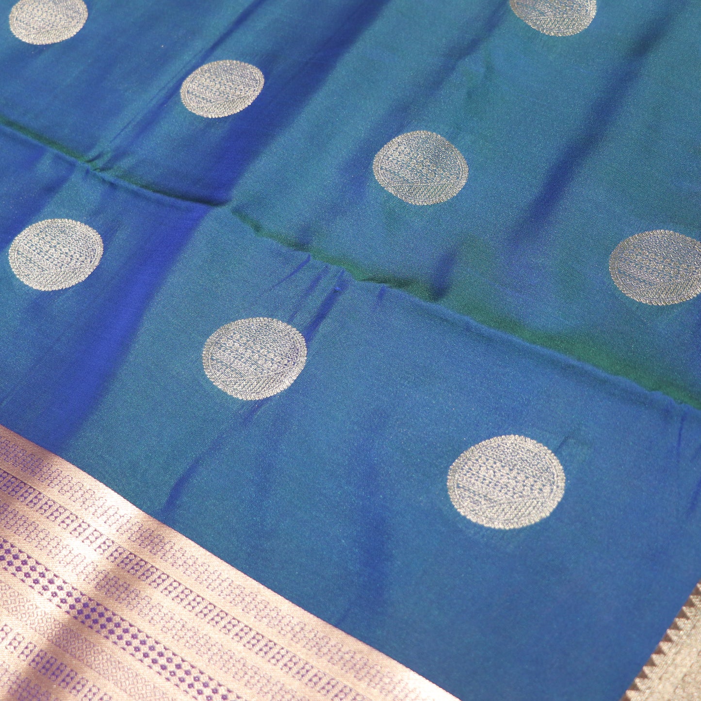 Semi Soft Silk Saree Blue With Meroon - Vaishali Silks