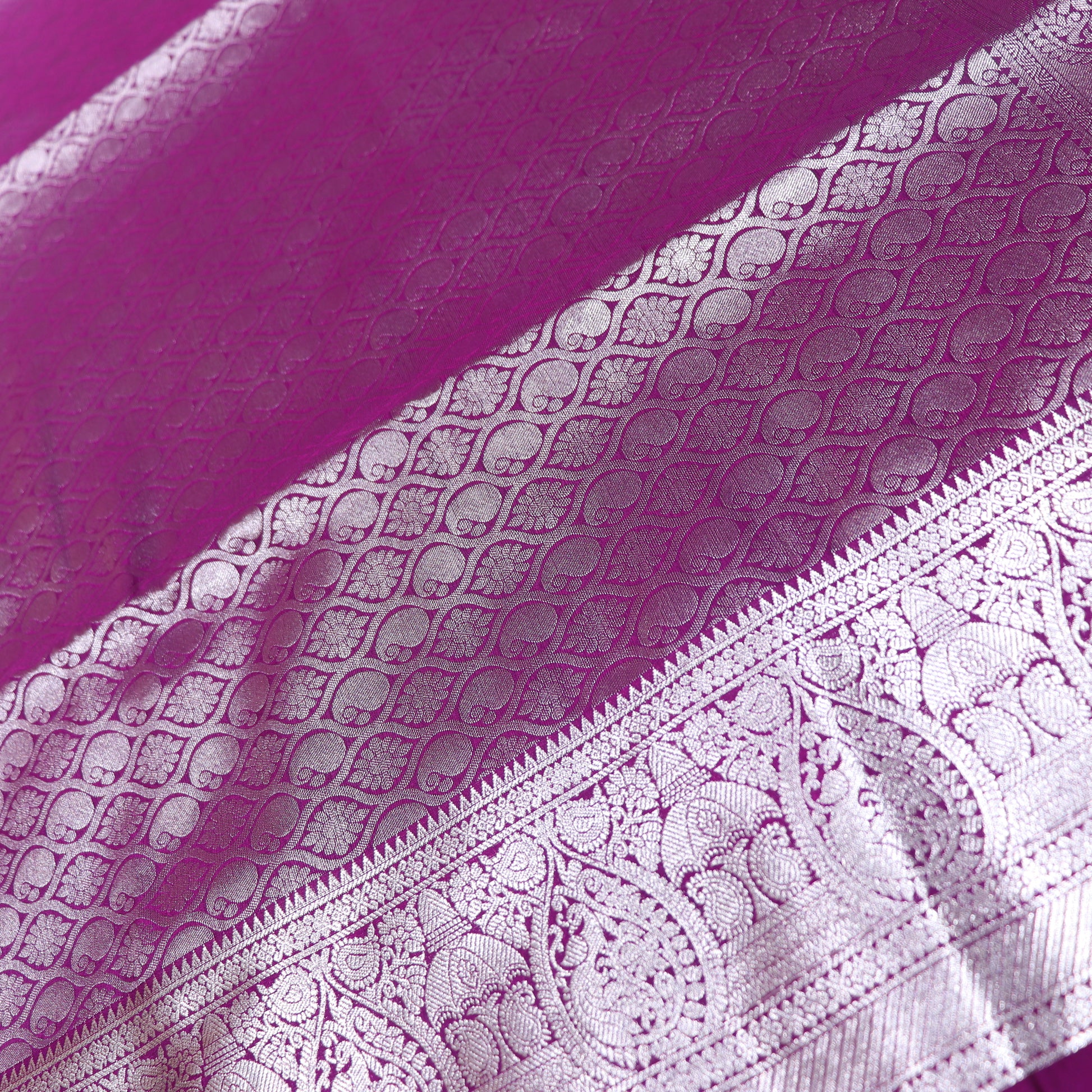 Semi Soft Silk Saree Peach With  Voilet - Vaishali Silks