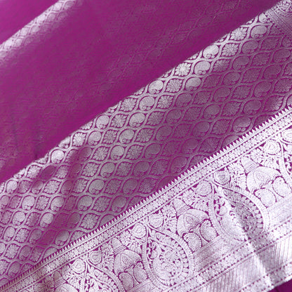 Semi Soft Silk Saree Peach With  Voilet - Vaishali Silks