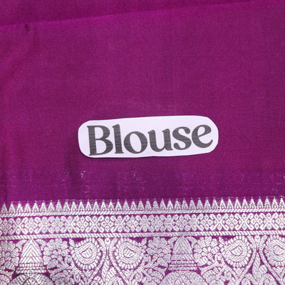 Semi Soft Silk Saree Peach With  Voilet - Vaishali Silks