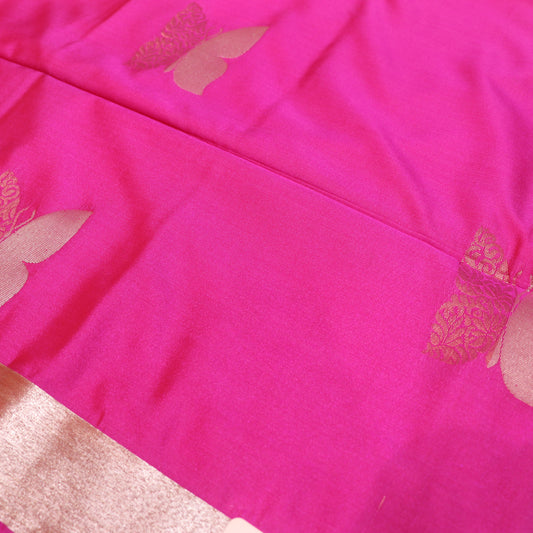 Semi Soft Silk Saree Pink With Brown - Vaishali Silks