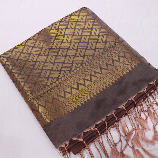 Semi Soft Silk Saree Brown Colour - Vaishali Silks