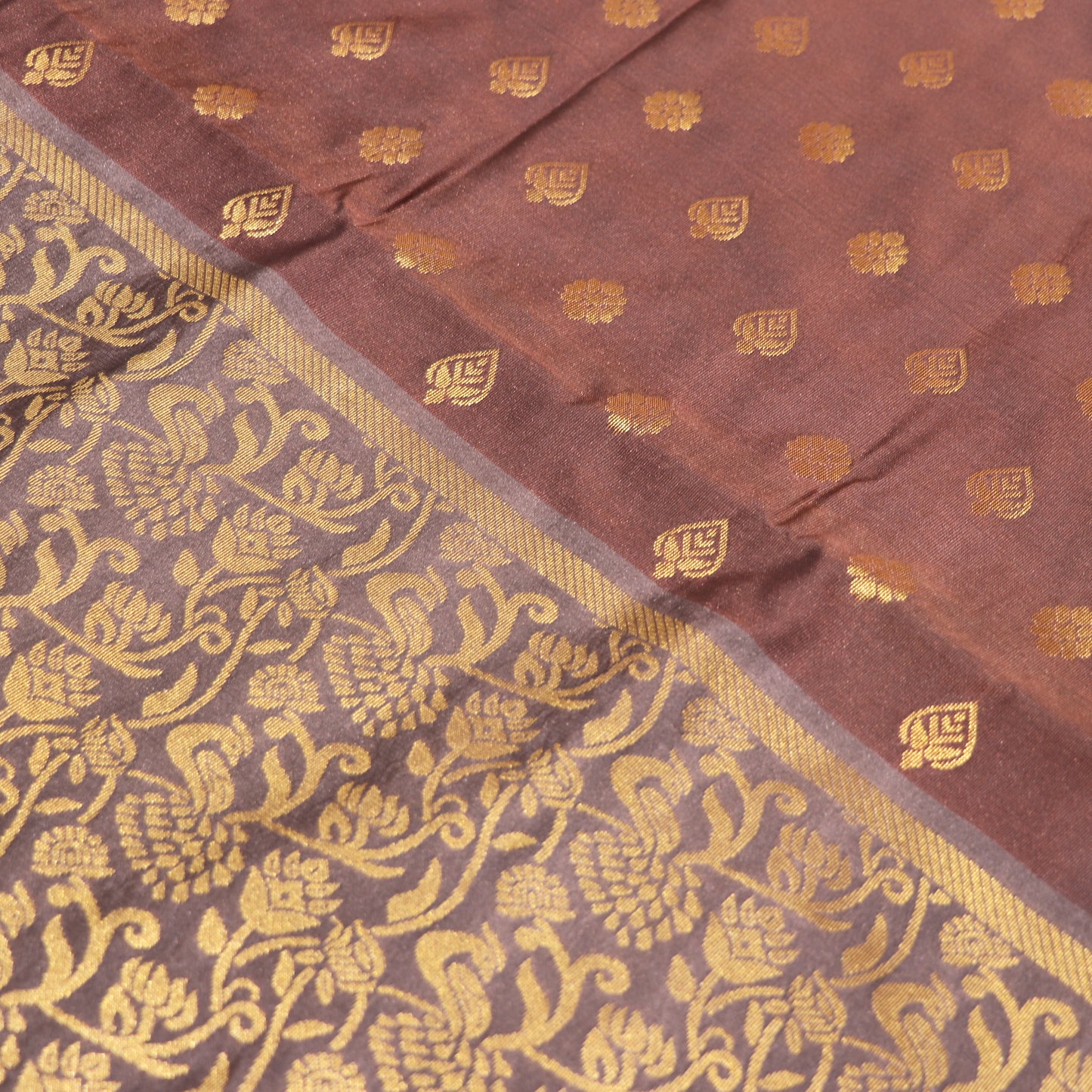 Semi Soft Silk Saree Brown Colour - Vaishali Silks