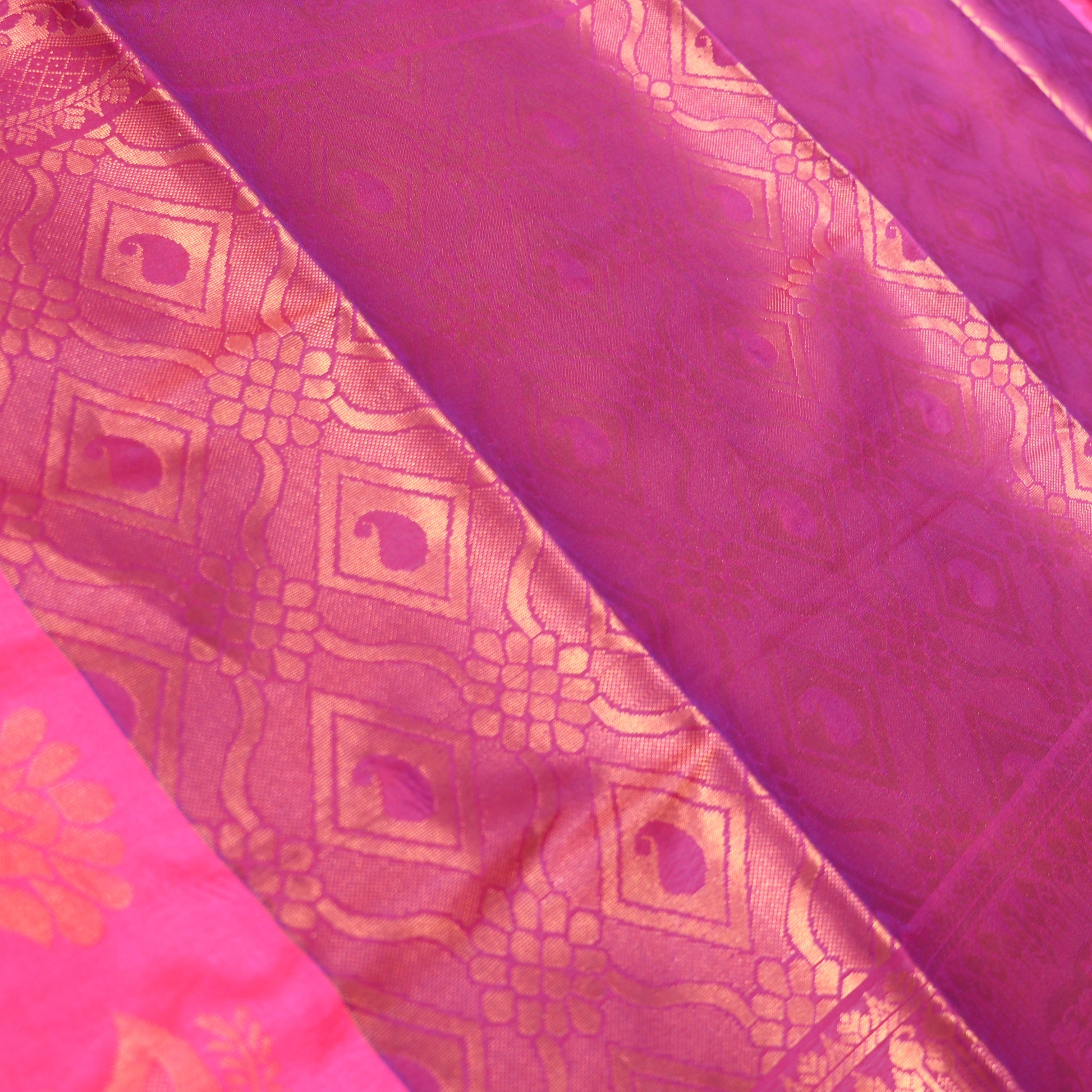 Semi Soft Silk Saree Blue  With Pink - Vaishali Silks