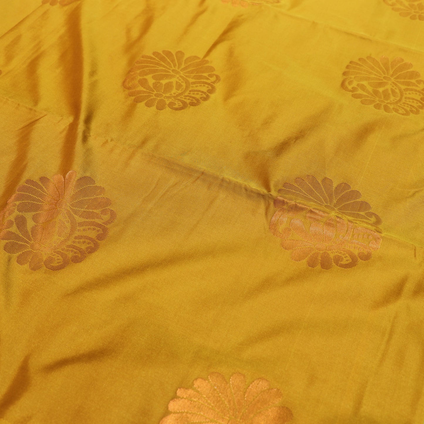 Semi Soft Silk Saree Mustard With Green - Vaishali Silks