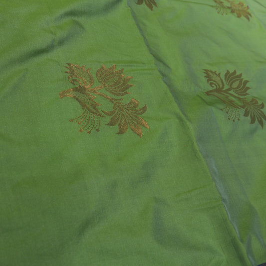 Semi Soft Silk Saree  Green With Blue - Vaishali Silks