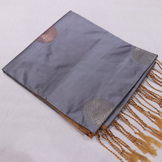 Semi Soft Silk Saree Grey With  Sandal - Vaishali Silks