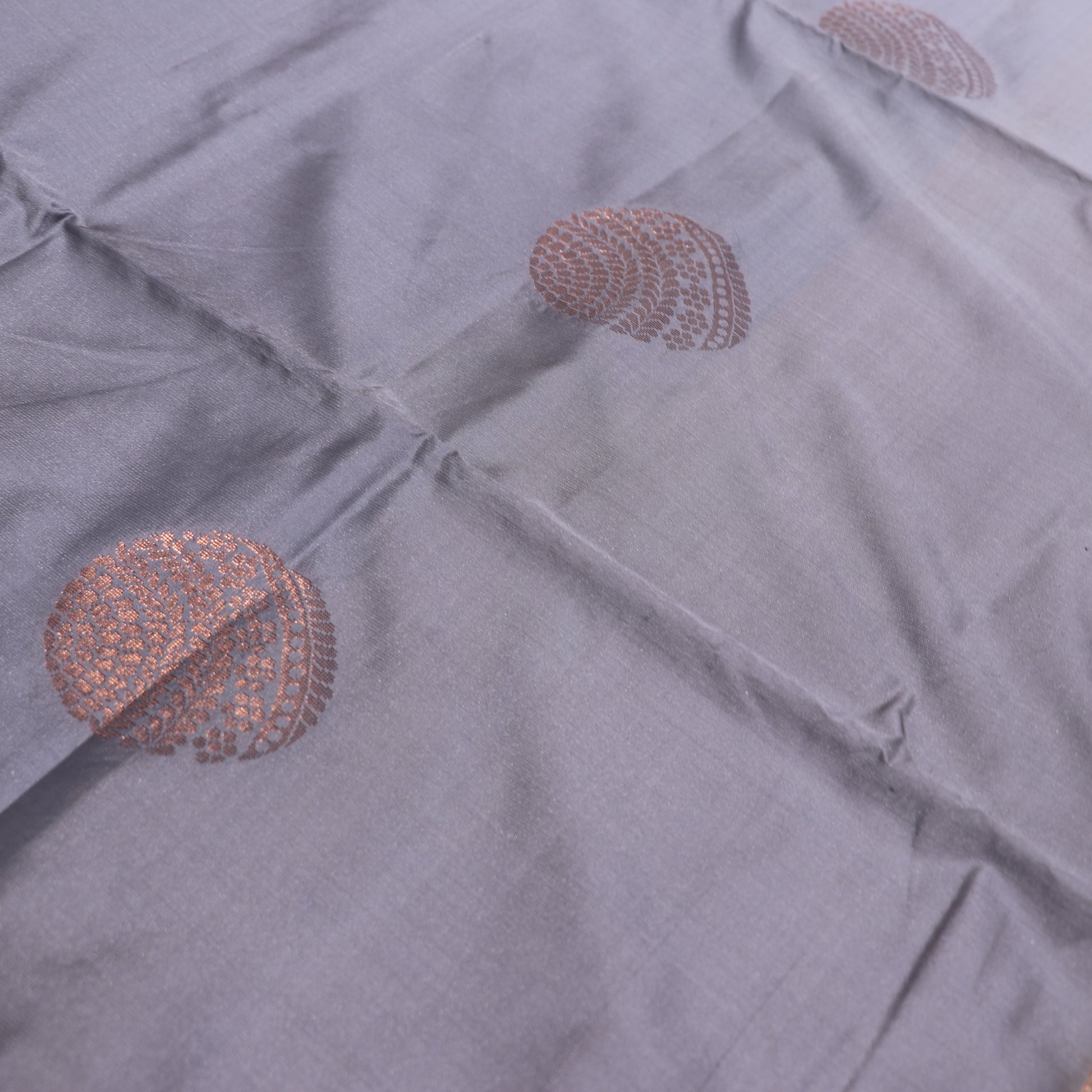 Semi Soft Silk Saree Grey With  Sandal - Vaishali Silks