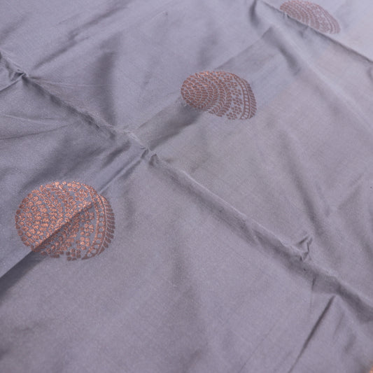 Semi Soft Silk Saree Grey With  Sandal - Vaishali Silks