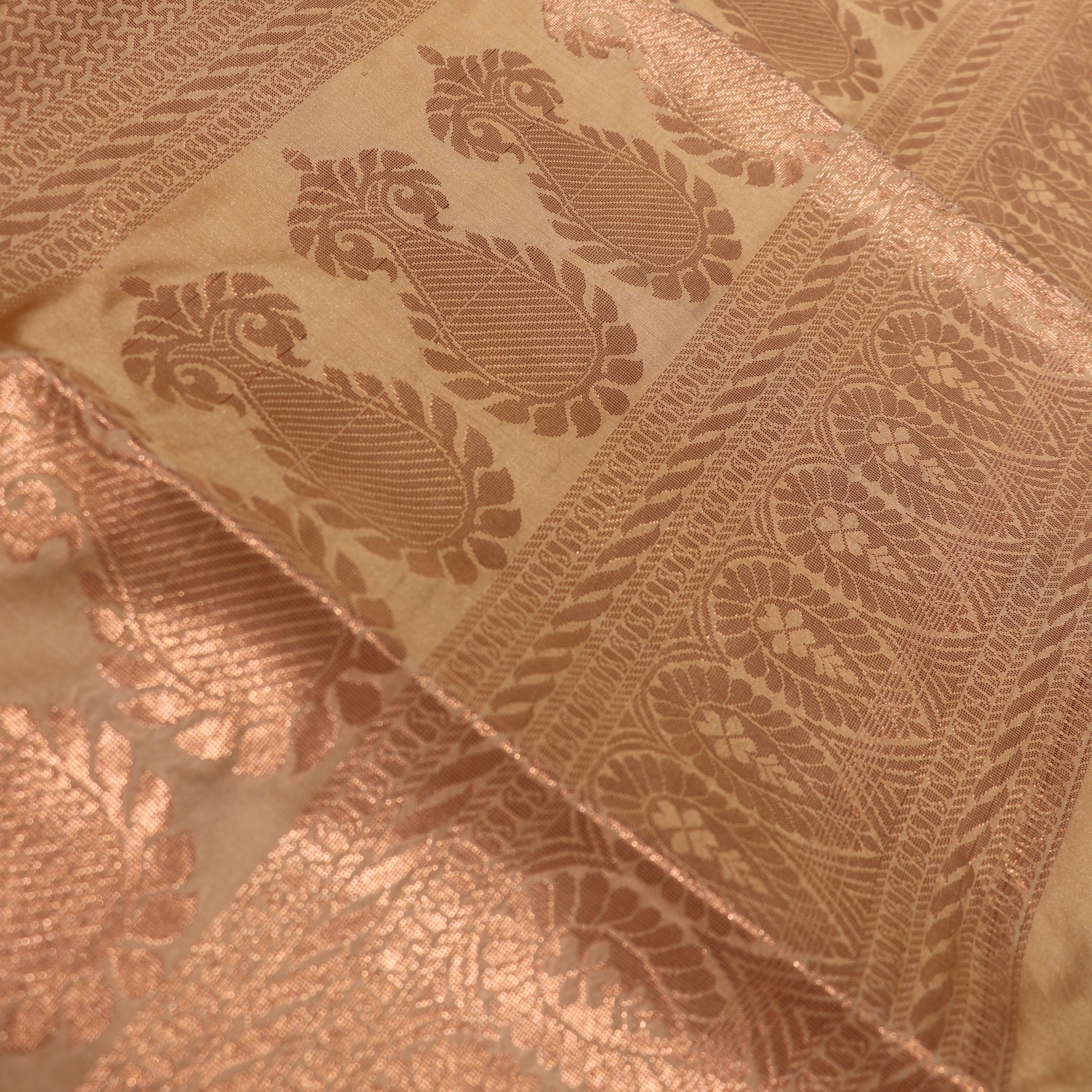 Semi Soft Silk Saree Grey With  Sandal - Vaishali Silks