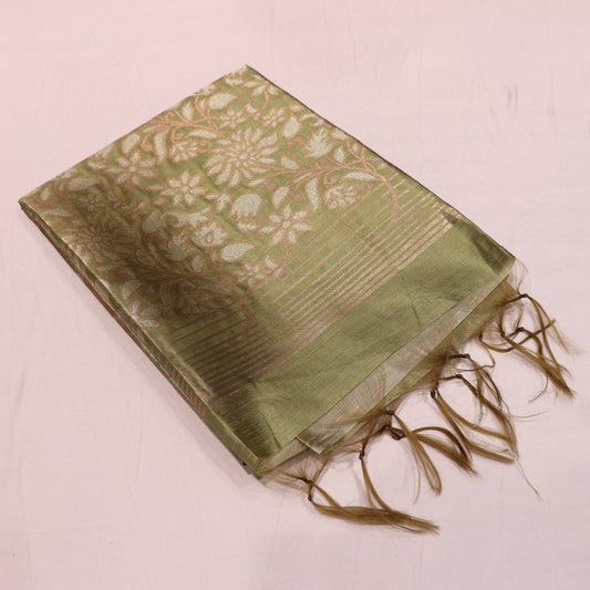 Semi Tussar Saree Green Colour - Vaishali Silks
