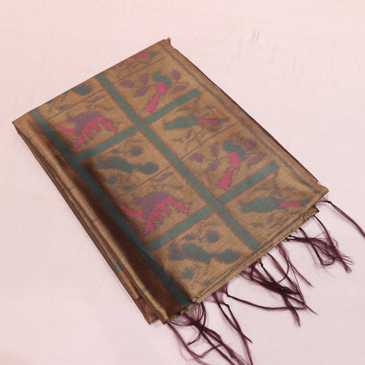 Semi Tussar Saree Brown  Colour - Vaishali Silks