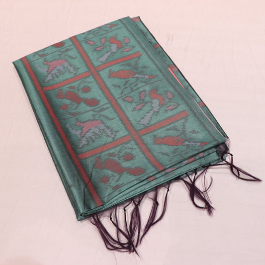 Semi Tussar Saree Green Colour - Vaishali Silks