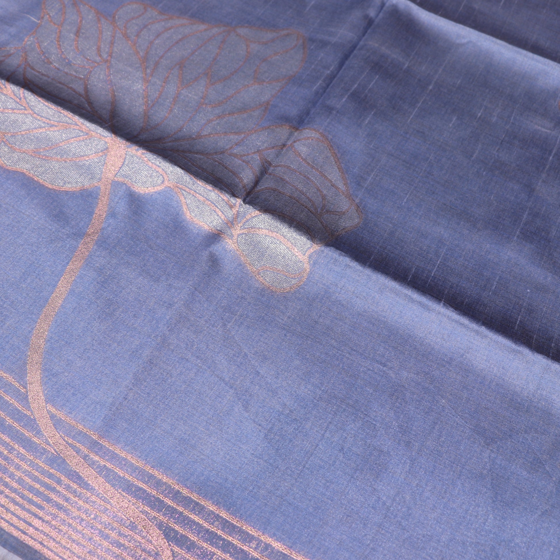 Semi Tussar Saree  Blue  Colour - Vaishali Silks