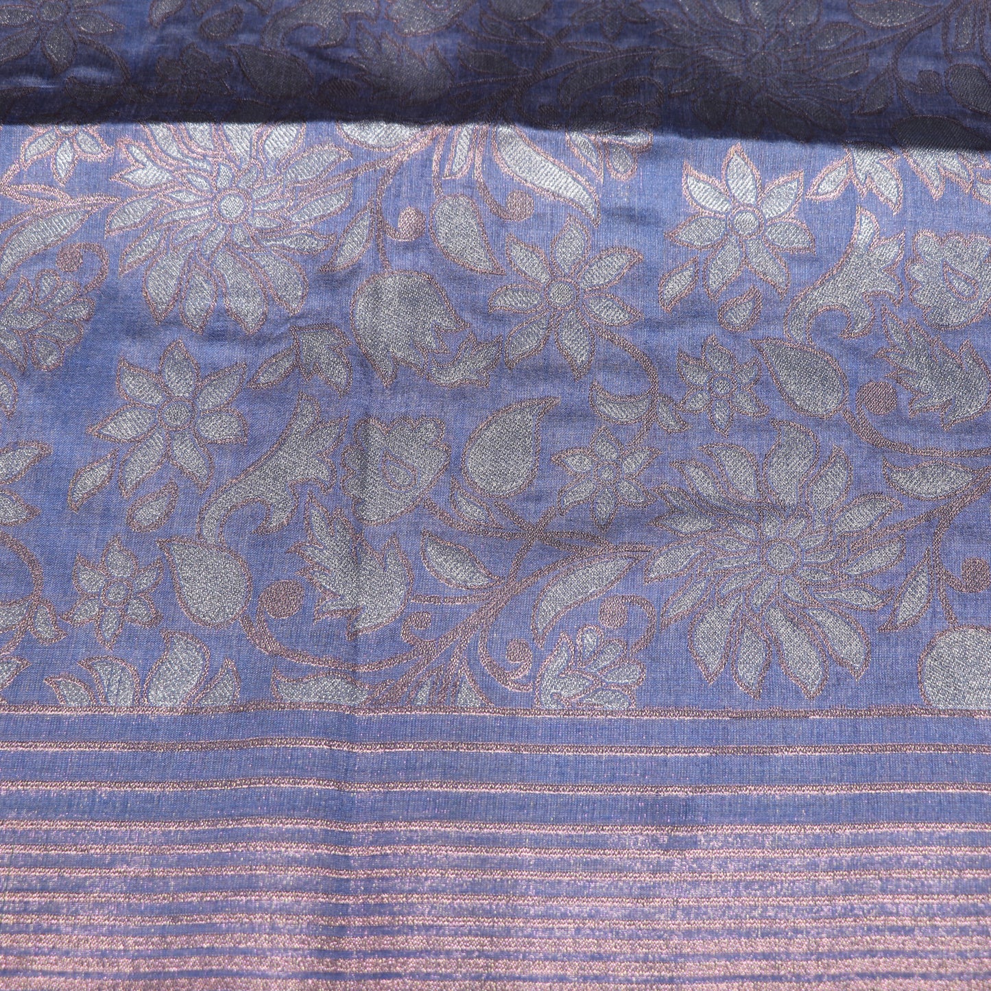 Semi Tussar Saree  Blue  Colour - Vaishali Silks