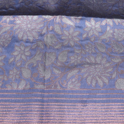 Semi Tussar Saree  Blue  Colour - Vaishali Silks