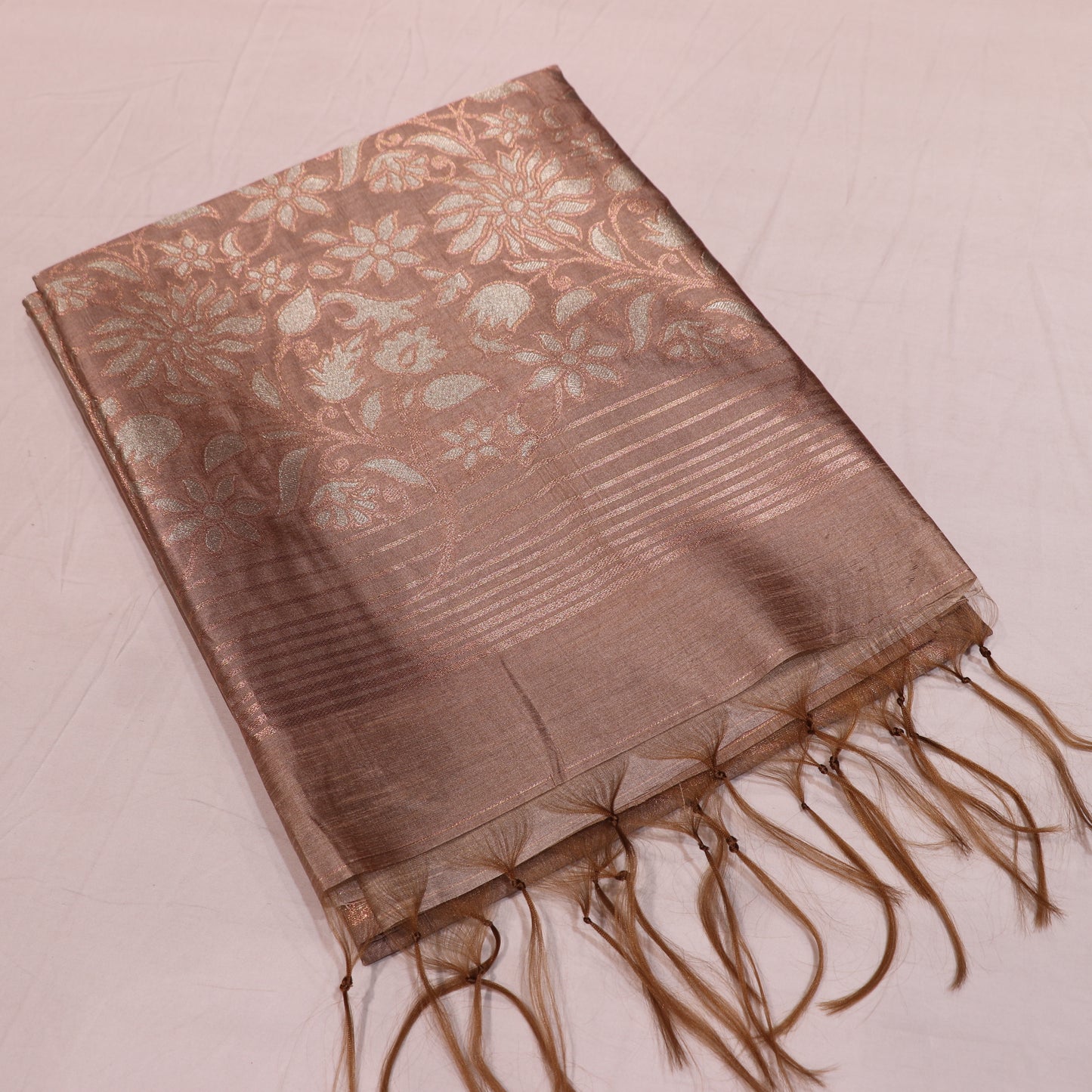 Semi Tussar Saree  Light Brown - Vaishali Silks