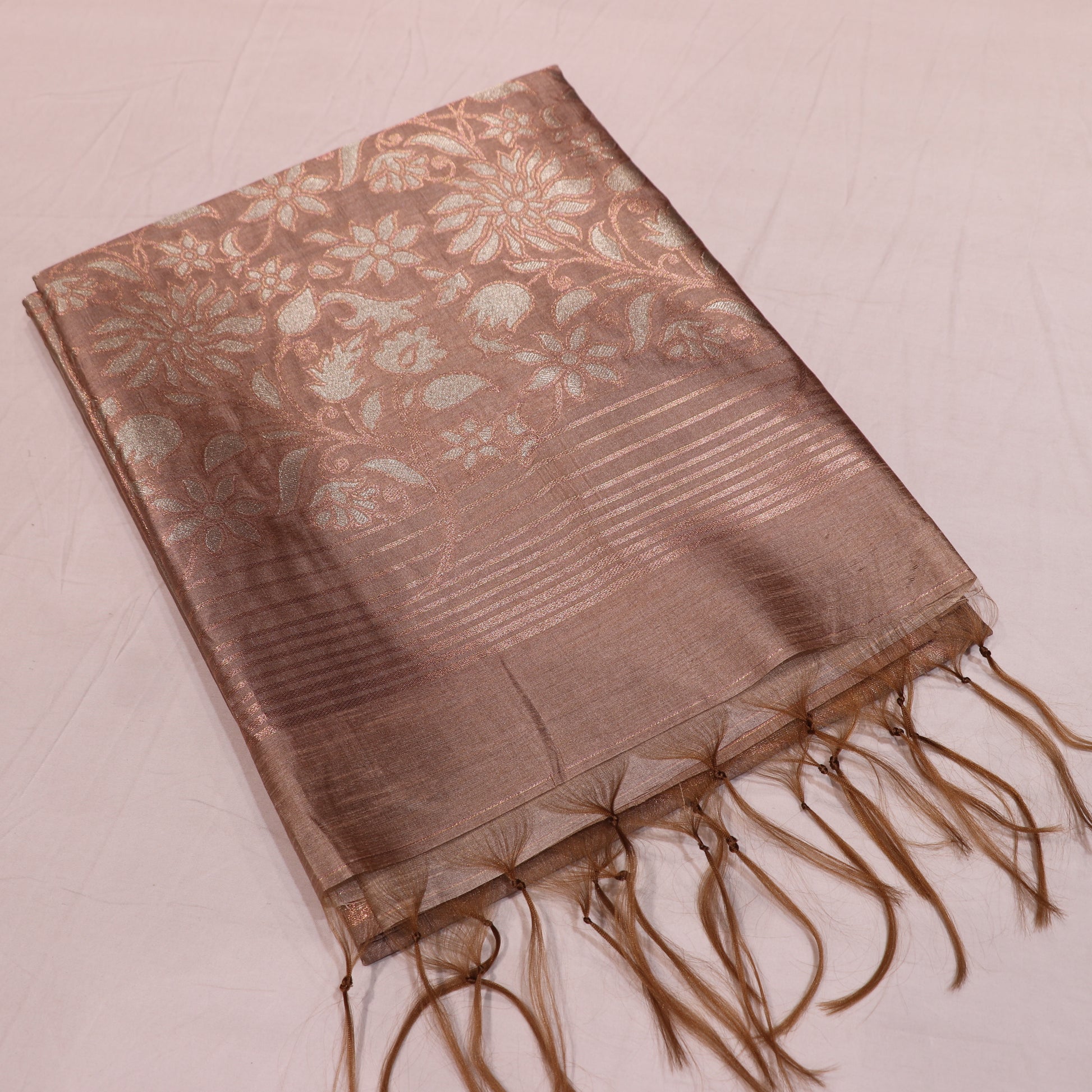 Semi Tussar Saree  Light Brown - Vaishali Silks