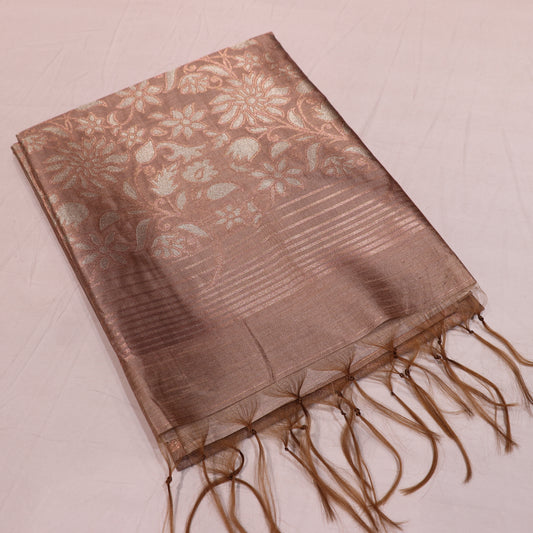 Semi Tussar Saree  Light Brown - Vaishali Silks