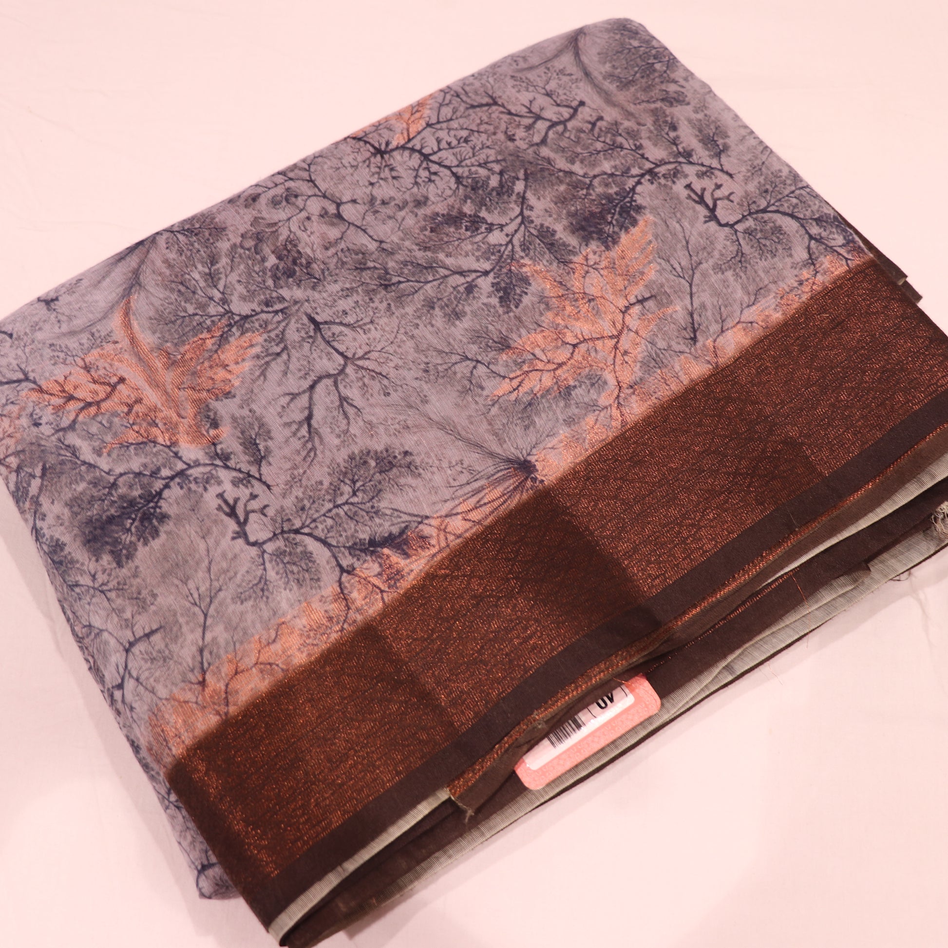 Semi Tussa Grey  With Maroon Colour - Vaishali Silks