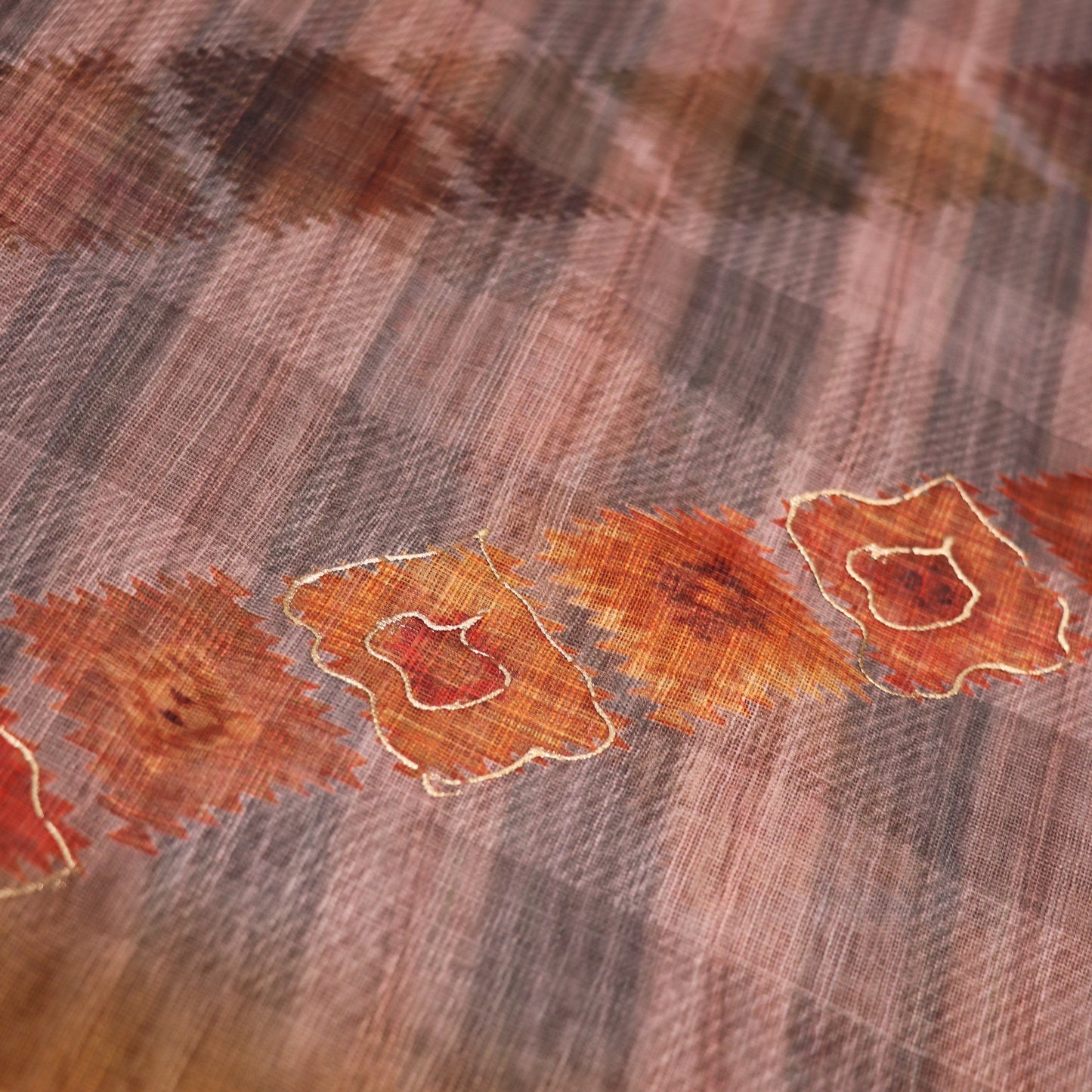 Semi Tasar Gray  With  Light  Brown - Vaishali Silks