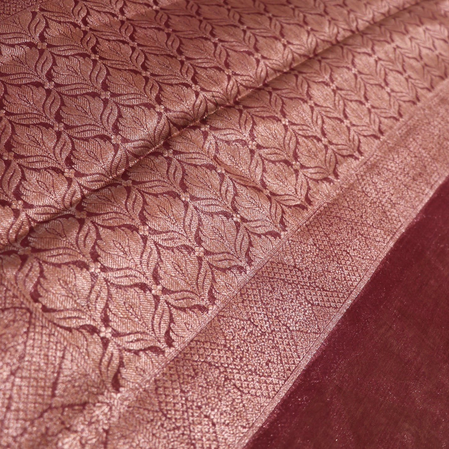 Semi Tasar  Green with Brown - Vaishali Silks