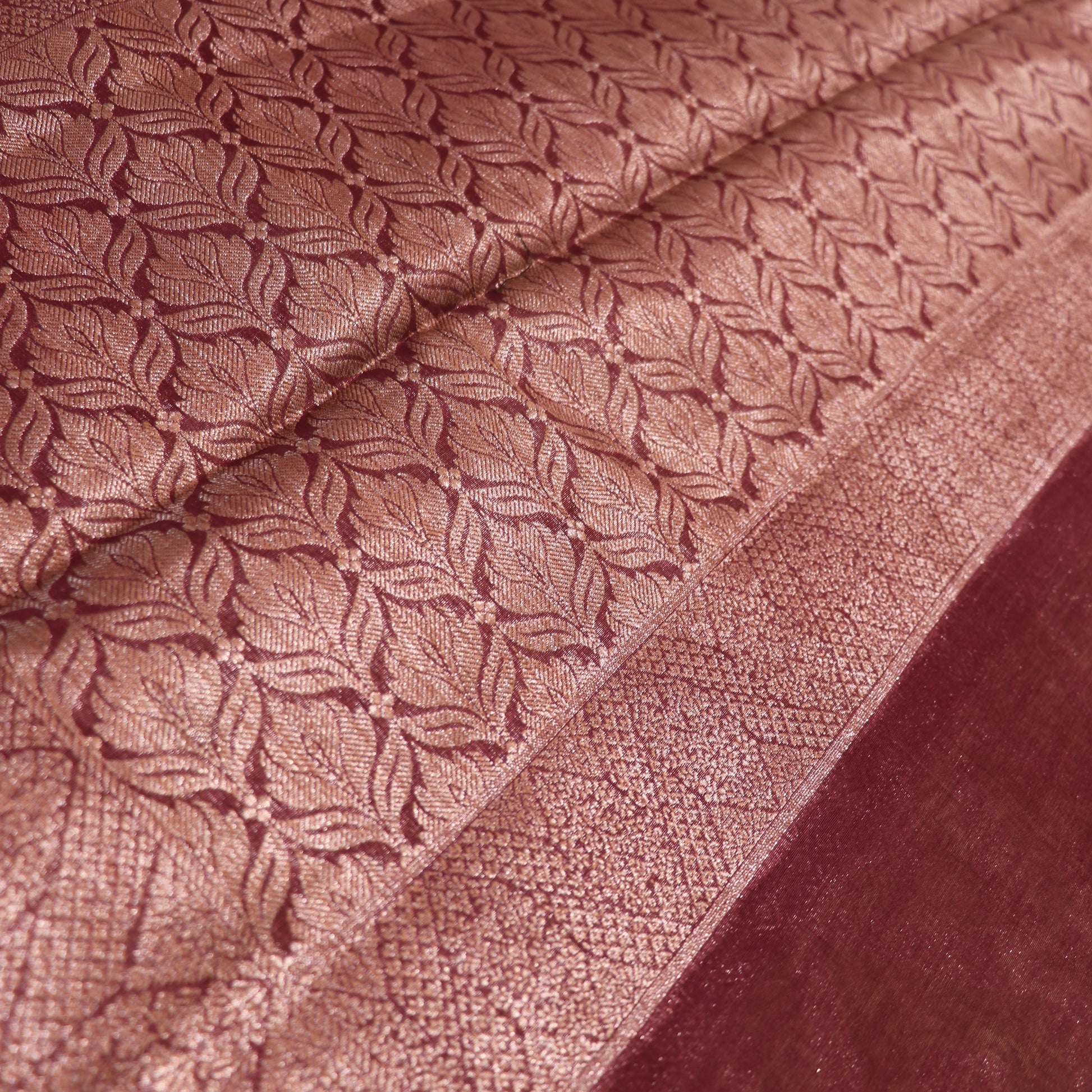 Semi Tasar  Green with Brown - Vaishali Silks