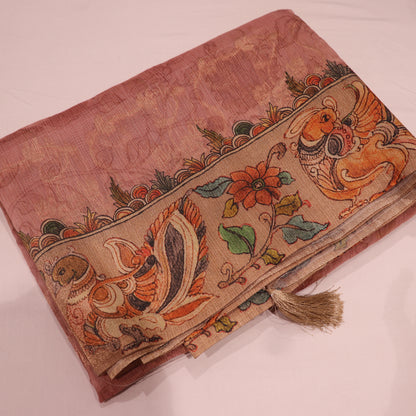 Semi Tasar Light Peach  colour - Vaishali Silks
