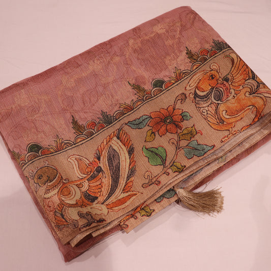 Semi Tasar Light Peach  colour - Vaishali Silks