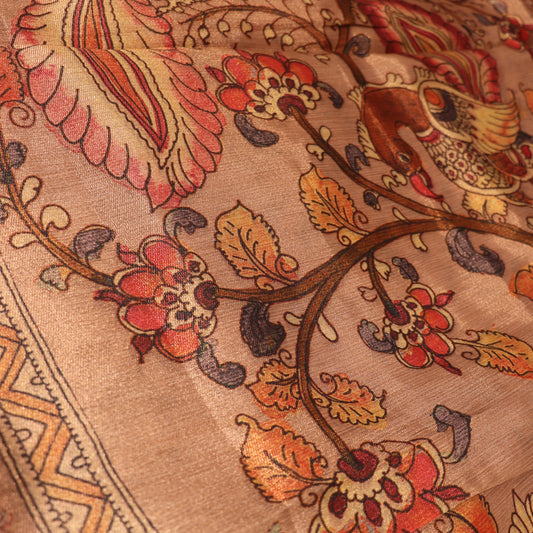 Semi Tasar Light Peach  colour - Vaishali Silks